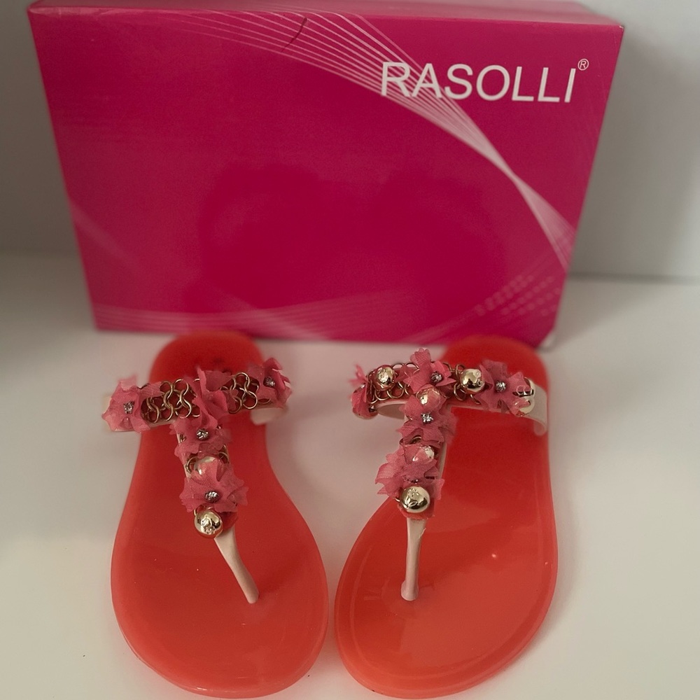 Rasolli Ocean 10 Jelly Sandal Coral Womens Sz 7.5M New In Box